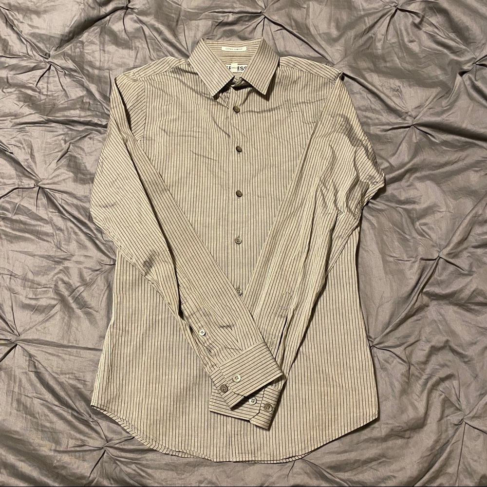 Express Striped Extra Slim Long Sleeve Shirt XS - Picture 10 of 12